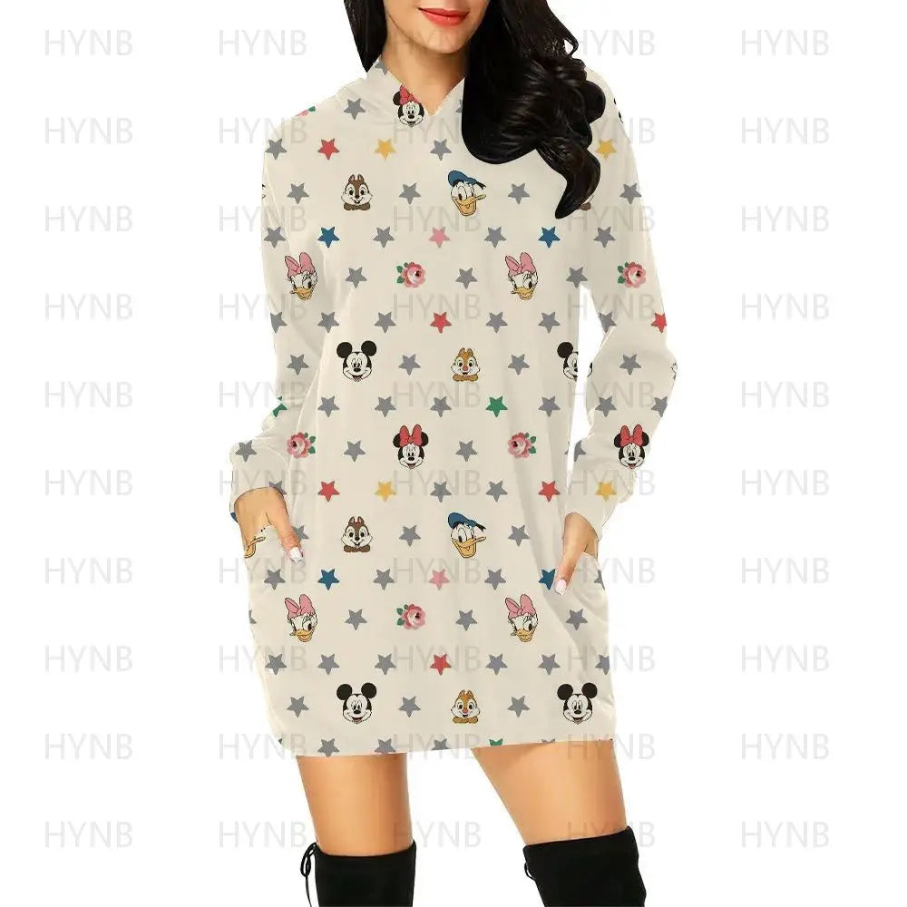 Mini Dress Elegant Dresses for Women Disney Prom Minnie Mouse Luxury Party Hoodie Long Sleeves 2024 Mickey Woman Clothes Kawaii - Seprincess