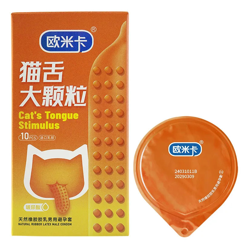 Hyaluronic Acid Condoms Cat Tongue Large Pellet Stimulate Penis Sleeves Ultra Thin Natural Rubber Latex Safer Sex Products - Seprincess