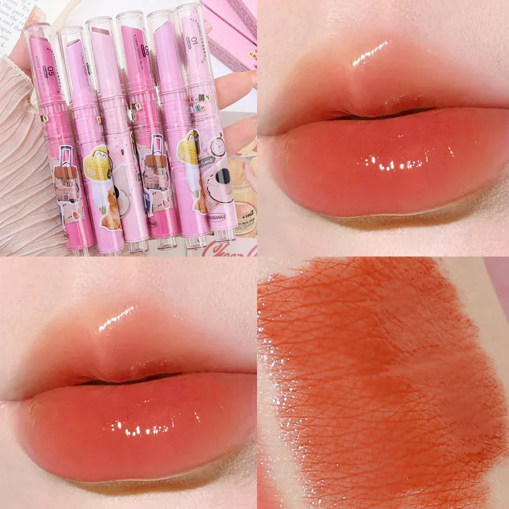 Jelly Pink Lipsticks Pen Moisturizing Lasting Mirror Water Light Solid Lip Gloss Glass Clear Lip Glaze Makeup Korean Cosmetics - Seprincess