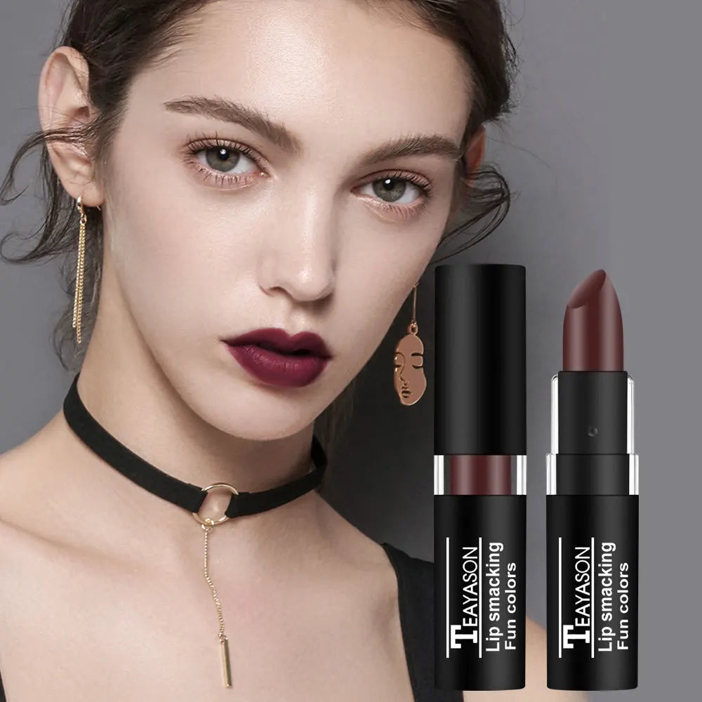 Waterproof Velvet Matte Lipstick Lasting Black White Purple Pigment Lipstick Christmas Halloween Vampire Red Party Lip Cosmetics - Seprincess