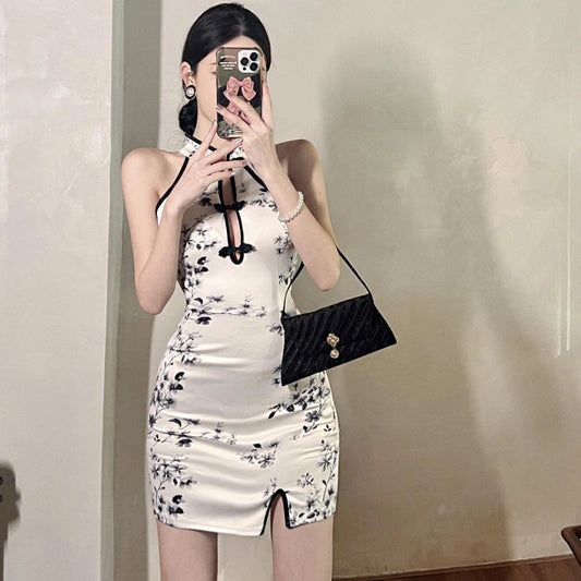 150Kg Extra Large Size Cheongsam Vintage Chinese Traditional Qipao Dress Sexy Mini Slim Split Chinese Dress Cosplay Costume - Seprincess