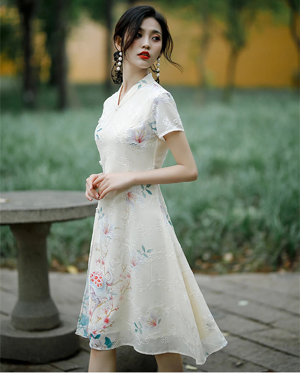 Summer Short-sleeved Improved Qipao Dress for Women Young Girl Daily Mid-length Slim Aodai Cheongsam Chinese Traditional Vestido - Seprincess