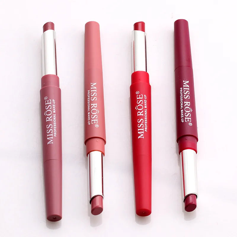 Miss Rose Double-end Lipstick Lipgloss Pencil Makeup Long Lasting Tint Sexy Red Lip Stick Beauty Matte Lip Gloss Pen Cosmetic