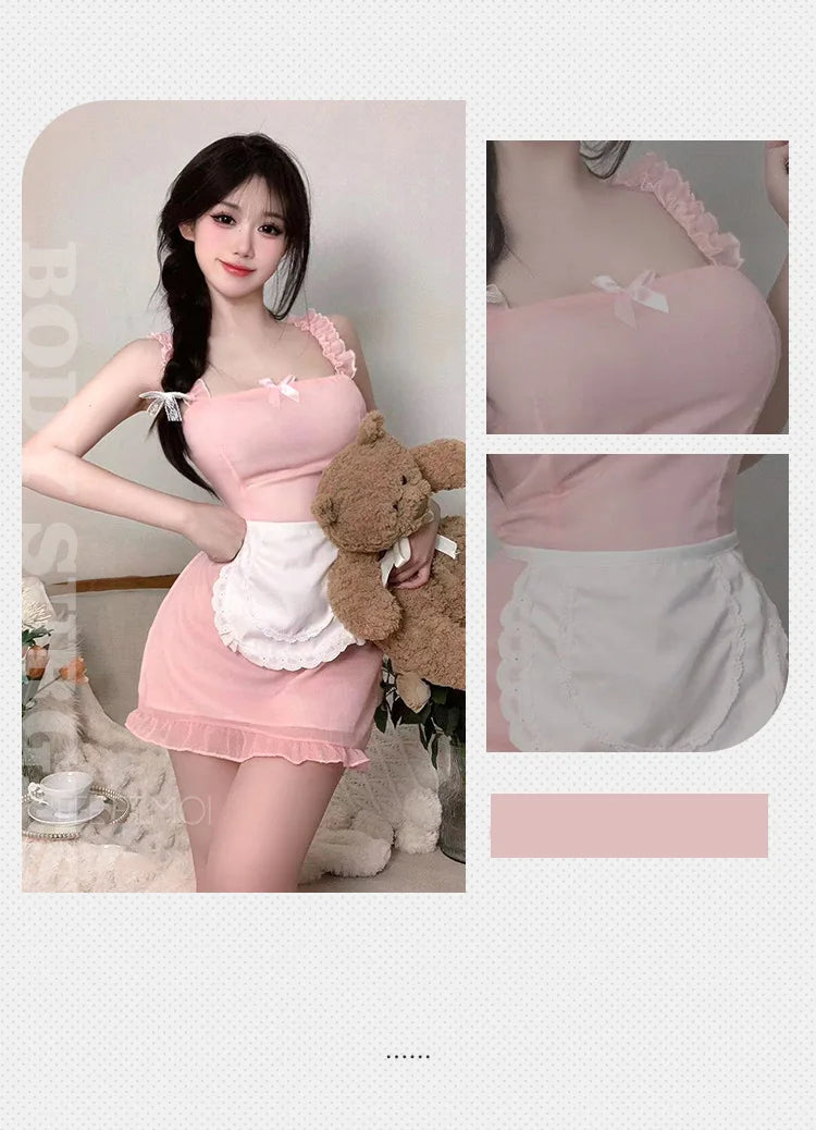 Dress Lace lace tight fitting maid outfit uniform seductive bag hip skirt Women's dress traffic store Party dress - Seprincess