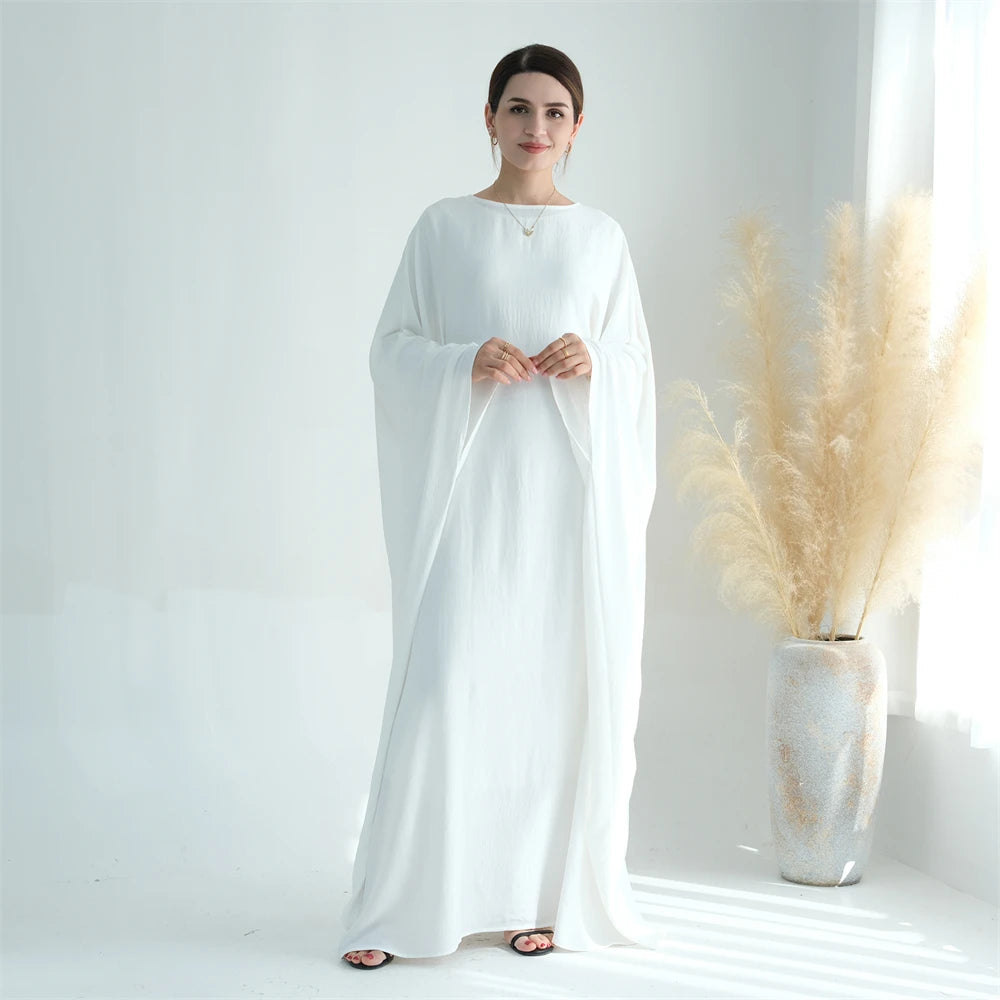 Ramadan Eid Crepe Batwing Butterfly Modest Abaya Dubai Luxury 2024 Muslim Jersey Hijabs Kaftan Dress For Women Kebaya Vestidos