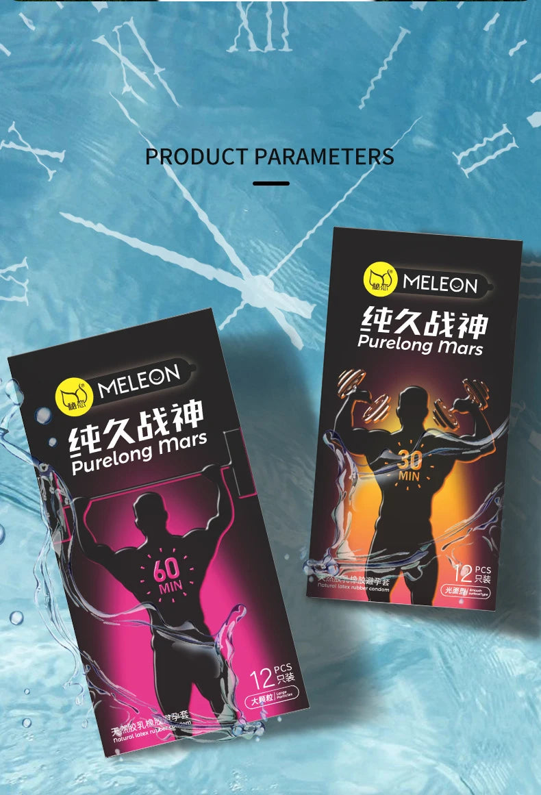 Ultra-thin Condom Male Delay Lasting Extended Time 12PCS Penis Sleeve Glossy Large Particles Condom 52mm Adult Safer Sex Product - Seprincess