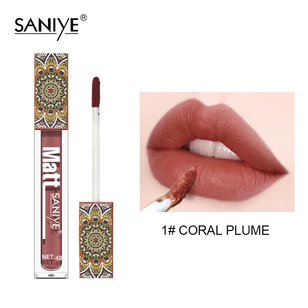 1PCS Waterproof Matte Nude Lip Gloss Brown Nude Pigment Dark Red Long Lasting Velvet Liquid Lipstick Women Makeup Lip Glaze - Seprincess