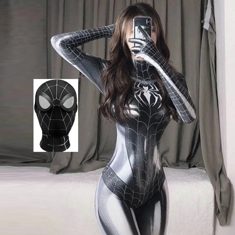 Movie Marvel Spiderman Cosplay Costume Women Superhero Spider Venom Cos Jumpsuits Sexy Bodsuit Halloween Carnival Party Outfits - Seprincess