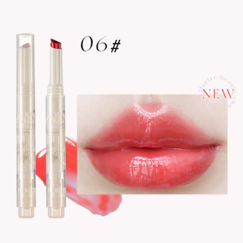 FLORTTE Crystal Lip Balm Jelly Lipstick Moisturizing Mirror Water Light Solid Lip Glaze Red Lip Tint Makeup Cosmetics New