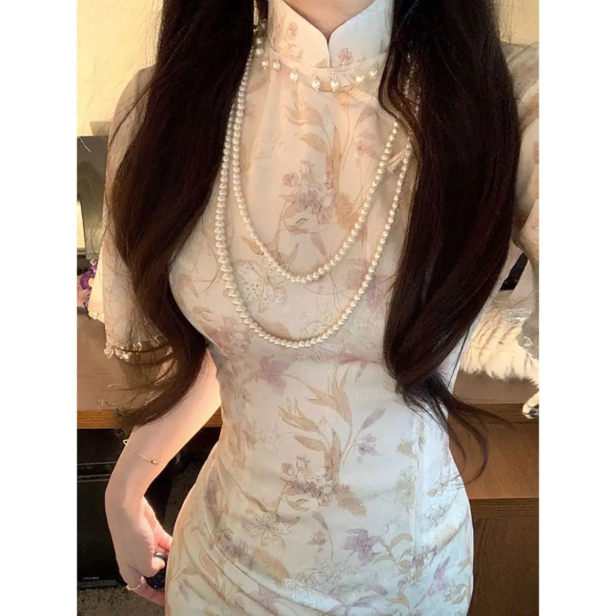 Lace Splicing Qipao 2024 New Summer Women Improved Retro Dress New Modern Chinese Youth Style Cheongsam Long Dresses Evening - Seprincess