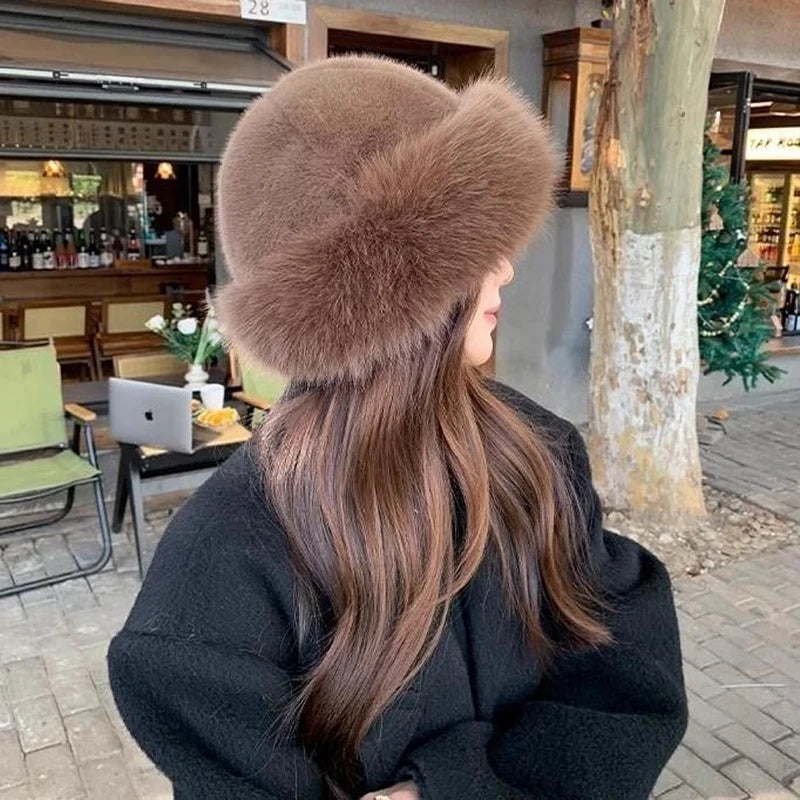 Winter Hat For Women Faux Fur Fluffy Bucket Hat For Women Luxury Plush Mongolian Hat Soft Panama Cap Skiing Riding Warm Caps
? - Seprincess