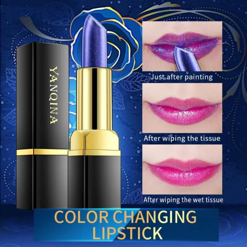 Temperature Color Change Lipstick Blue Shimmer Lipstick Blue Changed Into Pink Lip Stain Gloss Moisturizing Lip Balm Tint Makeup - Seprincess