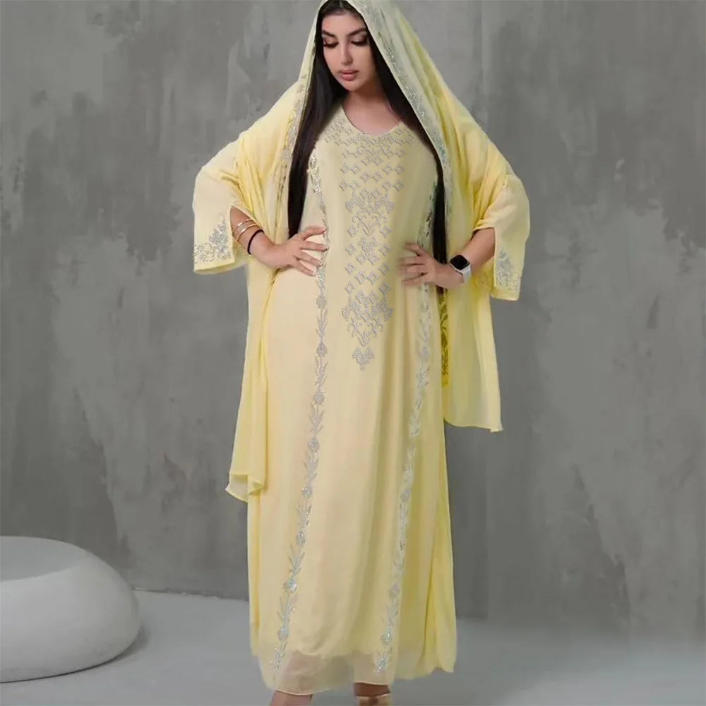 Elegant Middle East Muslim Hijab Abaya Dress for Women Eid Arabic Party Islamic Turkey Dresses Moroccan Caftan Robe - Seprincess