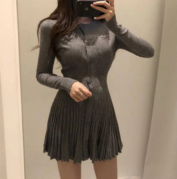 Fashion Korean Mini Dresses Female Autumn Winter 2024 Sexy Bodycon  Wrap White Short Women's Sweater Knitted One-piece Dress Hit - Seprincess