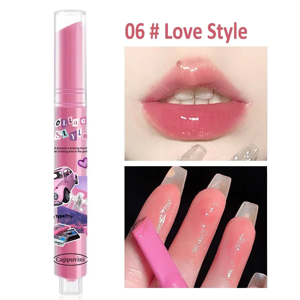 Transparent Lip Glaze Flower Honey Jelly Lipstick Pen Waterproof Non-stick Cup Heart-shaped Lip Gloss Korea Women Lips Makeup - Seprincess