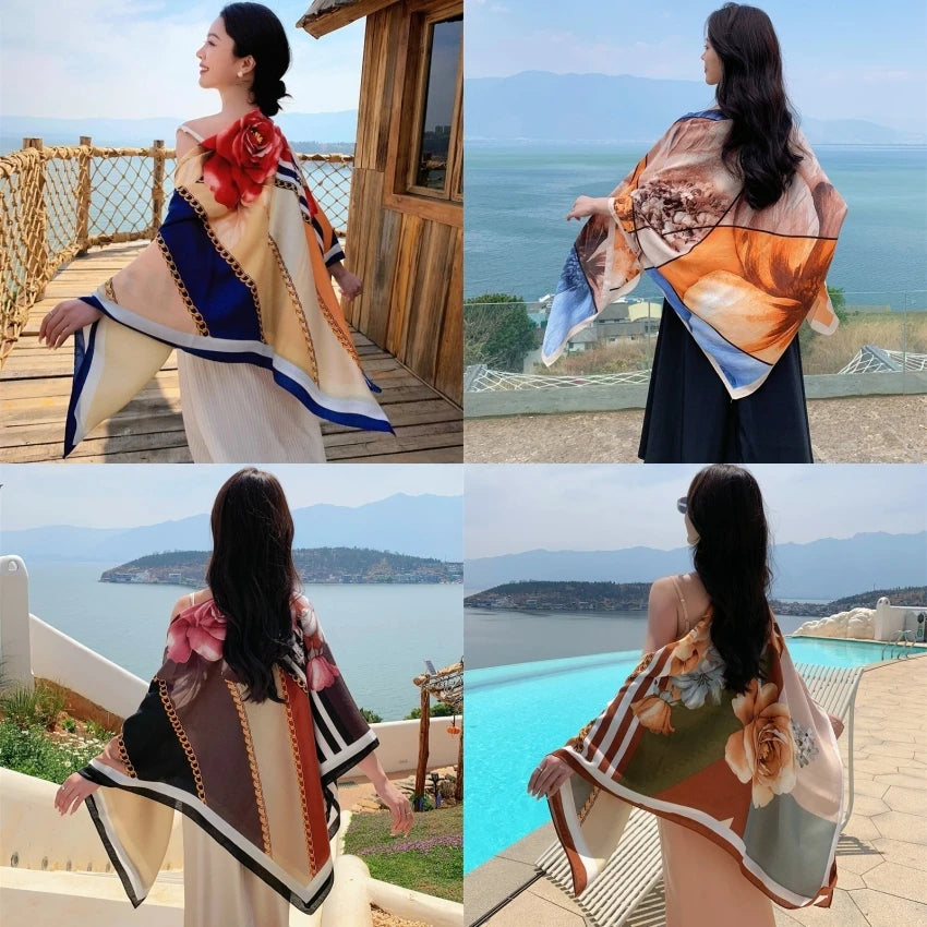 HOT 130x130cm large Velvet Texture Squar Travel Scarf Beach Dress Bikini Sarong Wrap Women Brazilian Swimsuit Bathing Cover-ups - Seprincess