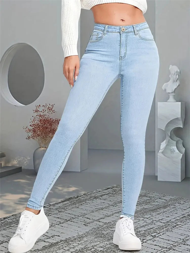 Women Stretch Skinny Jeans Lady Slim Fit Pencil Jeans Girls Leggings Straight Leg Denim Pants Blue Gray Black Sexy Long Trousers