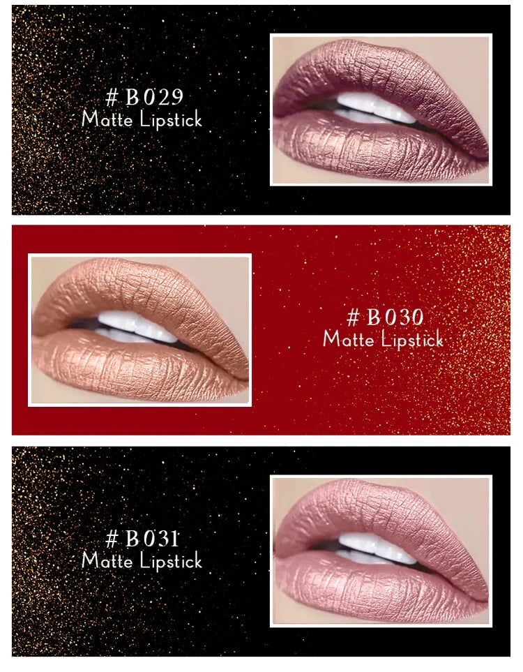 BUILTTY Korean Glitter Pearl Dropshiping Lipstick Matte Nude Color Long Lasting Waterproof Wholesale Price Red Pink Purple - Seprincess