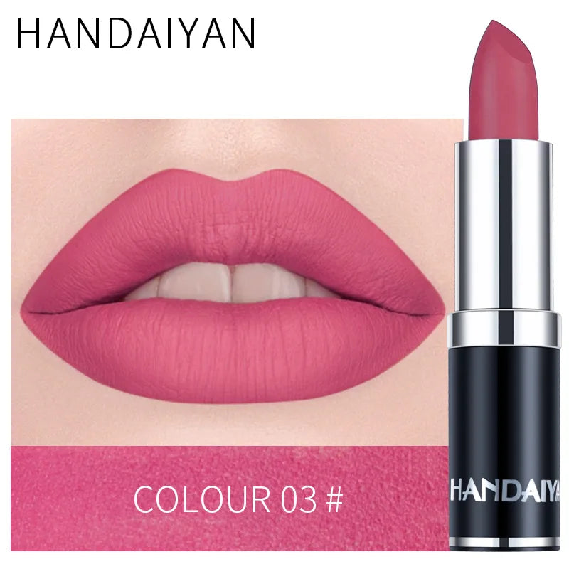 Handaiyan Sexy Nude Red Brown Purple Lipgloss Matte Lip Gloss Velvety Lipstick Matte Waterproof Makeup Long Lasting Cosmetic - Seprincess