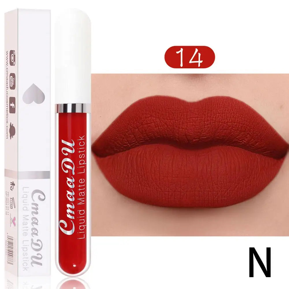 18 Color Waterproof Liquid Matte Lipstick Long Lasting Sexy Red Moisturizing Lip Gloss Velvet Non-Stick Lip Tint Makeup Cosmetic - Seprincess