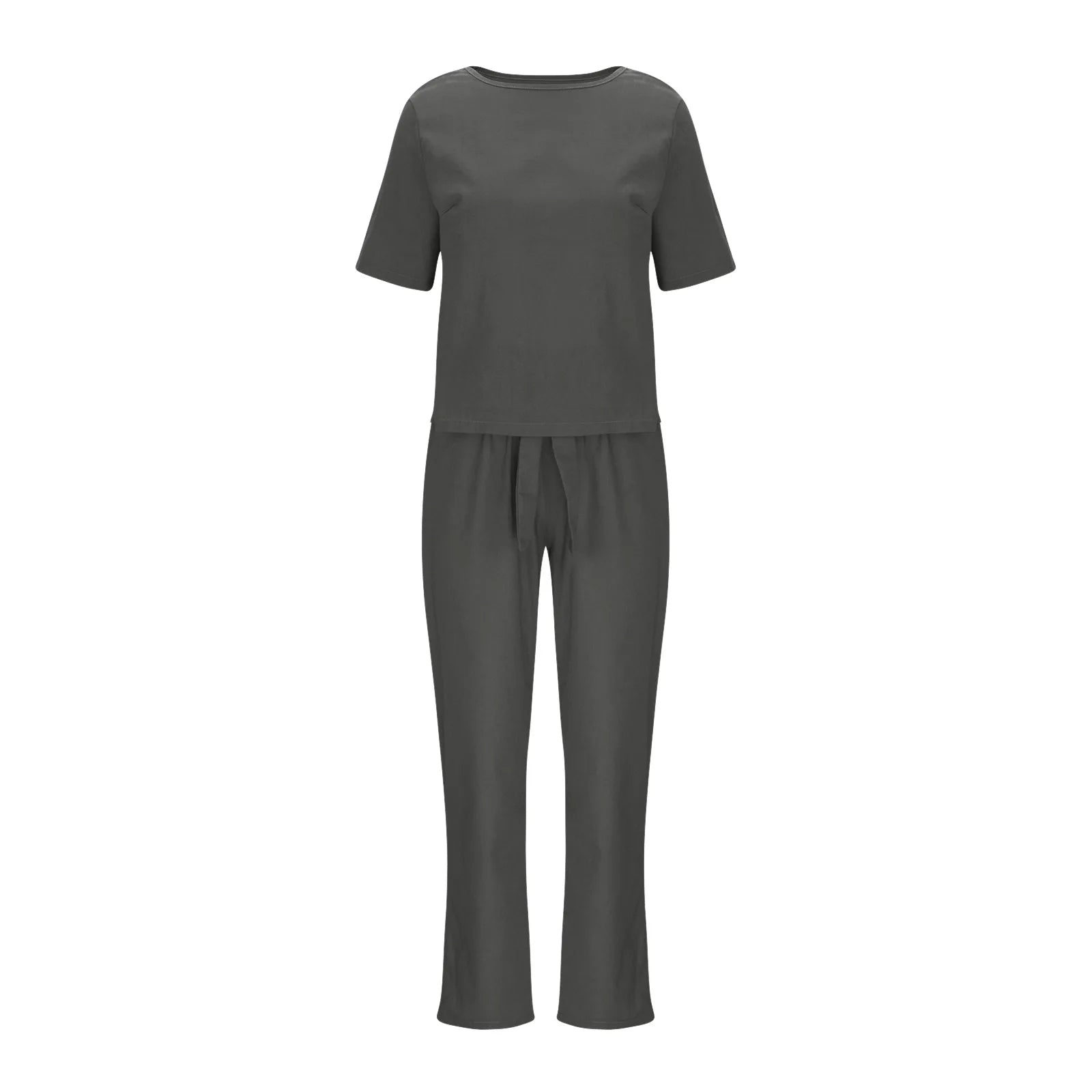 Women's Pullover Shirt And Pants Two-piece Set 2024 Women's Cotton And Linen Summer Suit Short Sleeved O-neck Outfit Pants - Seprincess