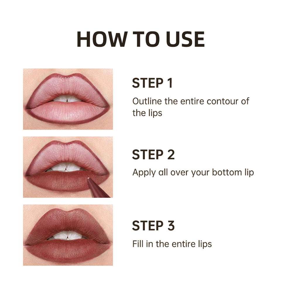 Matte Liner Lipstick Pen Gradient Lip Liner Red Brown Lipsticks Pencil Lasting Waterproof Lip Stick Sexy Women Lip Cosmetics - Seprincess