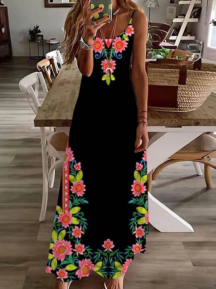 2024 New Spring And Summer Everyday Elegant Sleeveless Dress Casual Fashion Long Dress Urban Street 3D Printed Women's Dresses - Seprincess