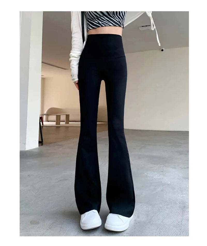 Women Flare Pants Slim High Waist Solid Sexy Shark Flare Pants Fashion Casual Streetwear Elastic Butt Lift Skinny Leggings