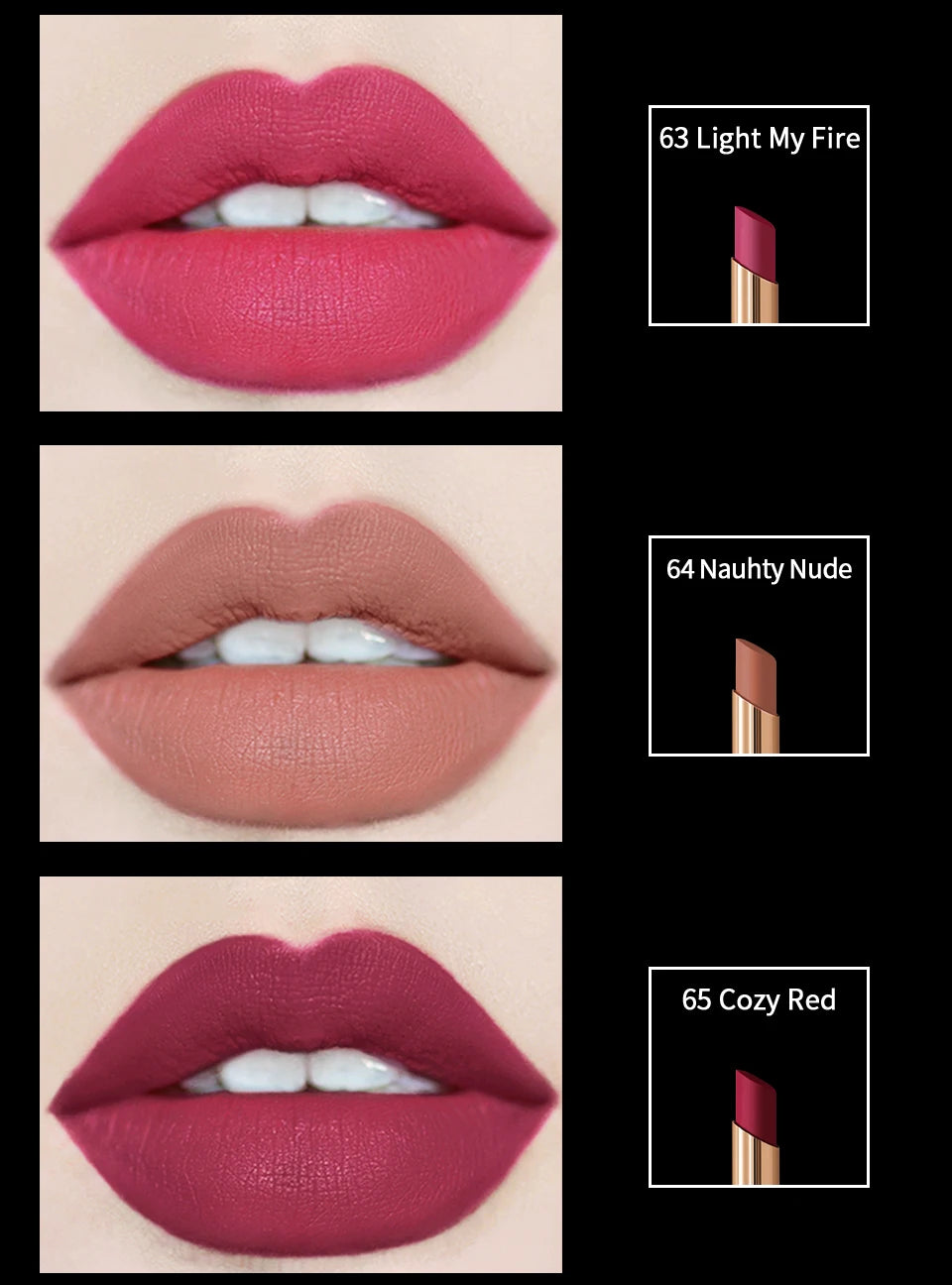 CHARMACY 16 Colors Luxury Long Lasting Matte Nude Lipstick Waterproof Easy to Wear Velvet Lip Stick for Women Makeup Cosmetic - Seprincess