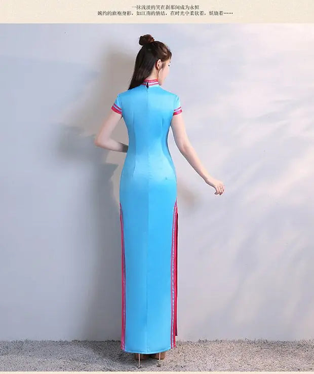 S-5XL Grren Party Cheongsam Vintage Chinese Style Spring Long Evening Dress Oriental Woman Elegant Qipao Vestido - Seprincess