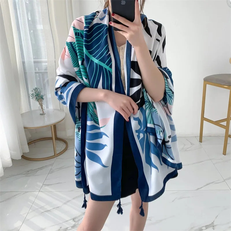 90x185cm  Printing Process Twill Summer Suncare Beach Dress Bikini Sarong Wrap Scarf Women Brazilian Swimsuit Bathing Cover-ups