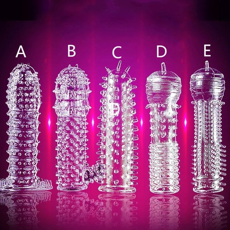 1PCS Reusable Condoms For Men Delay Ejaculation Spike Dotted Penis Sleeve Adult Sex Toys Condom Cock Extender Dildo Cover Sleeve - Seprincess