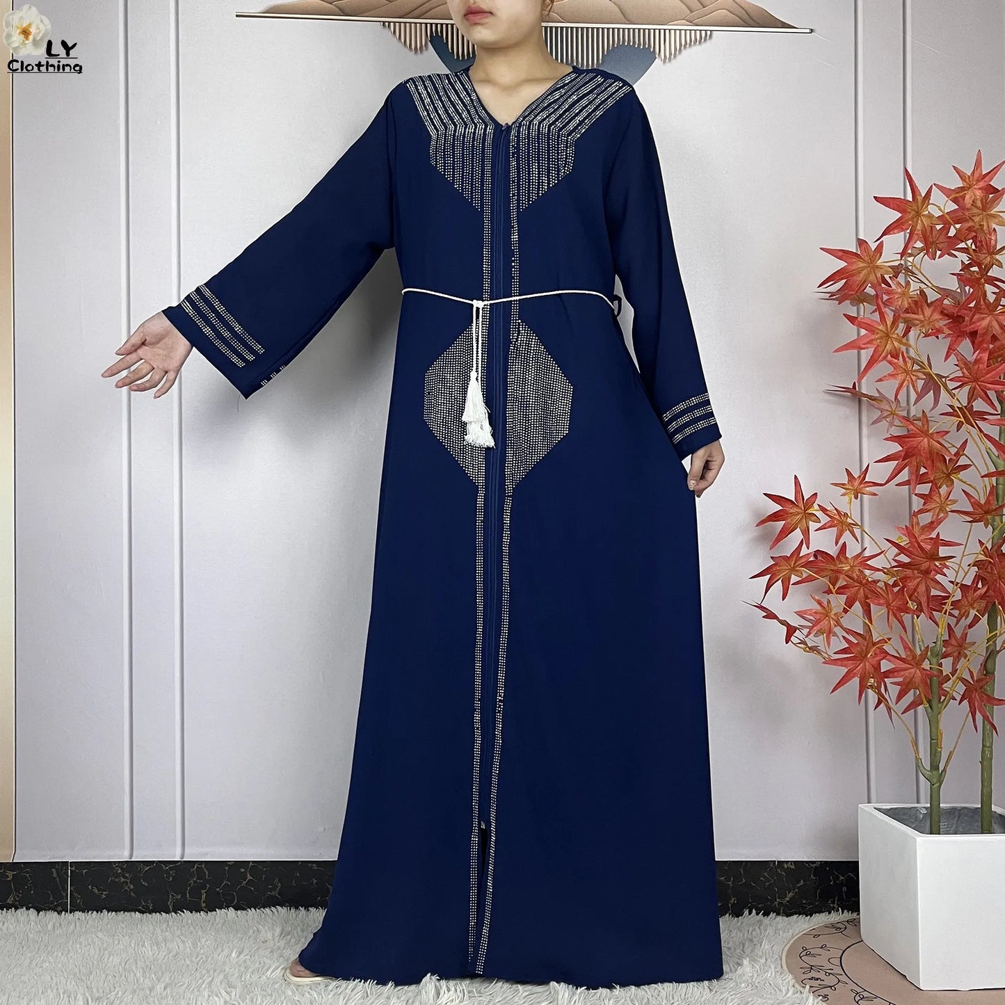 2024 For Women Elegant Dresses Dubai Party Outfits Long Sleeved Chiffon Dashiki Muslim Women Robe Open African Abaya Clothing