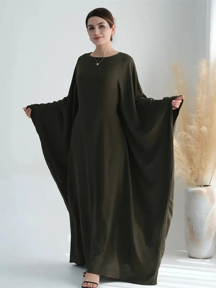 Ramadan Eid Crepe Batwing Butterfly Modest Abaya Dubai Luxury 2024 Muslim Jersey Hijabs Kaftan Dress For Women Kebaya Vestidos - Seprincess