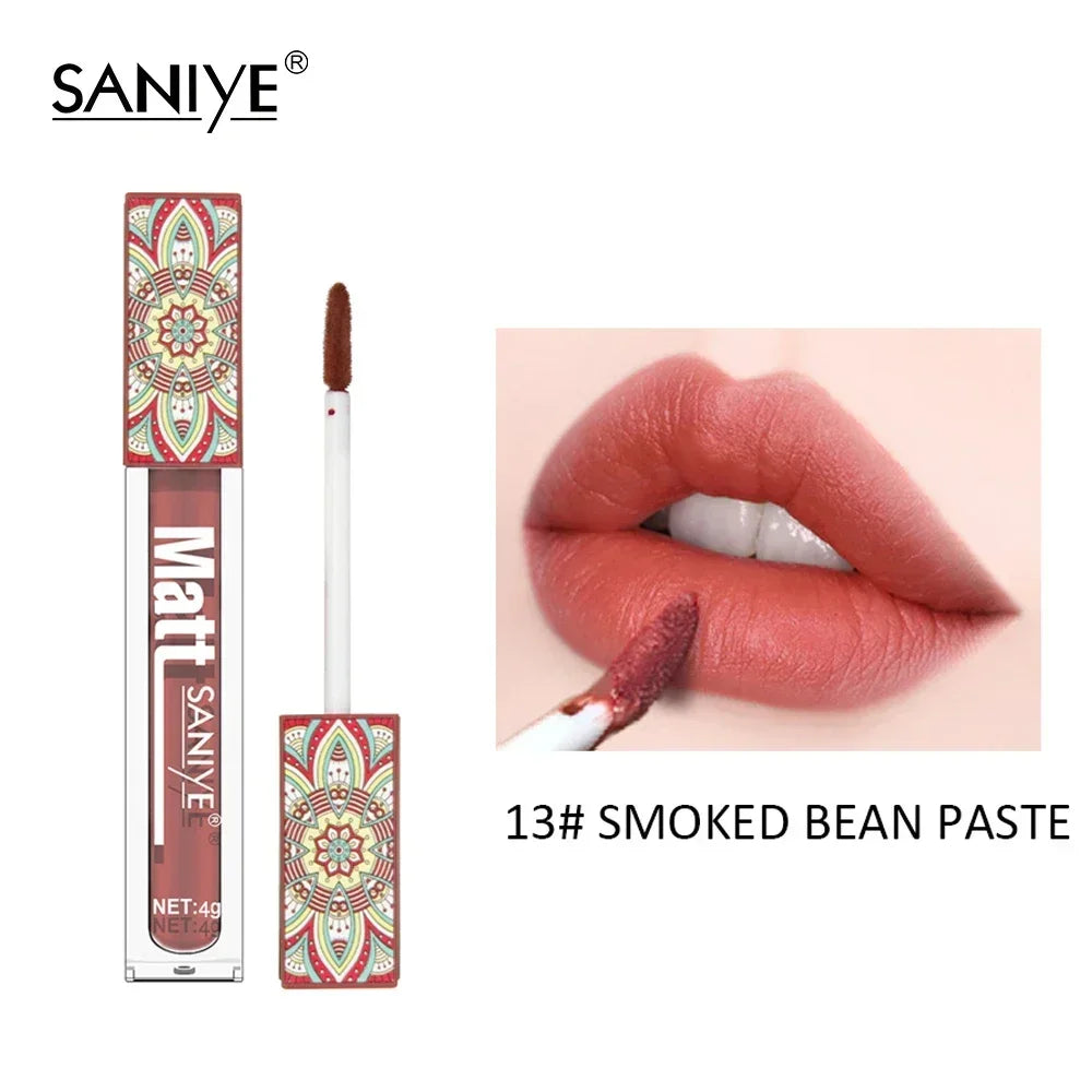 1PCS Waterproof Matte Nude Lip Gloss Brown Nude Pigment Dark Red Long Lasting Velvet Liquid Lipstick Women Makeup Lip Glaze - Seprincess