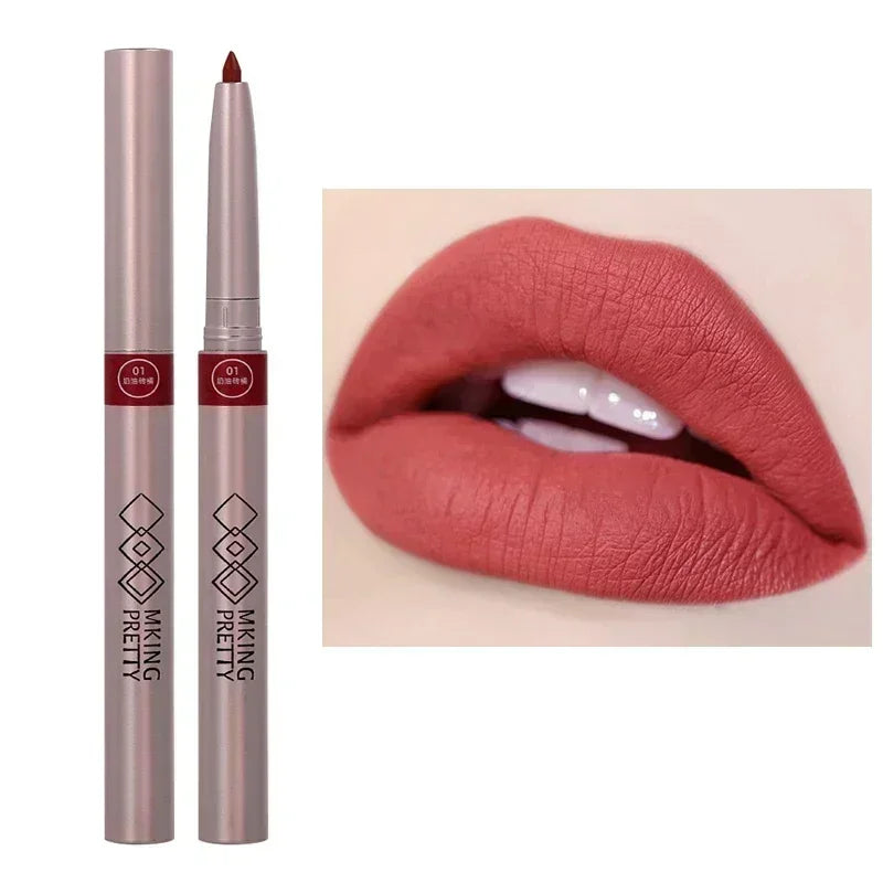 Nude Brown Lipliner Pen Waterproof Sexy Red Matte Contour Tint Lipstick Lasting Non-stick Cup Lipliner Pen Lips Makeup Cosmetic