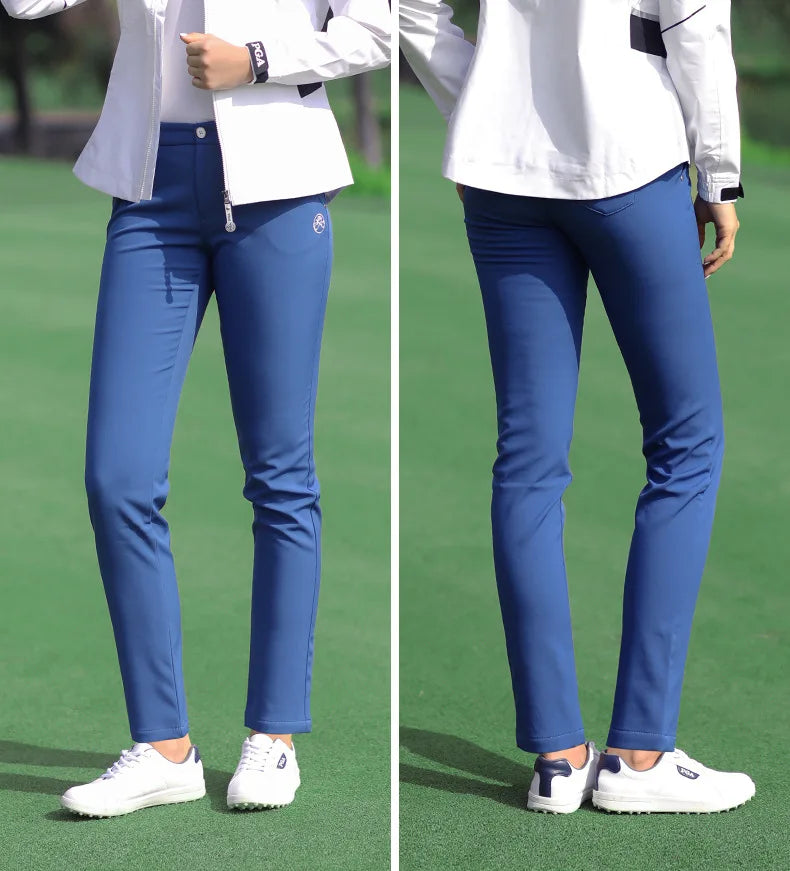 PGM Women Winter Golf Pants Lady Waterproof Warm Pant Fleece Snow Prevention Trousers Girls Elastic Straight Sweatpant XS-XXXL