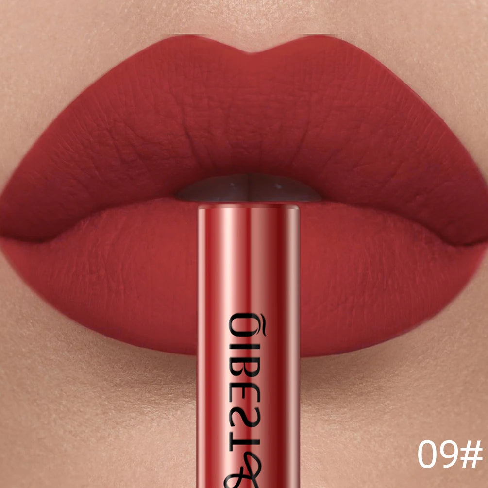 QIBEST Liquid Lipstick Waterproof Velvet Nude Matte Sexy Red Lip Gloss Long Lasting Nonstick Lip Stain Makeup 24 Colors Hots