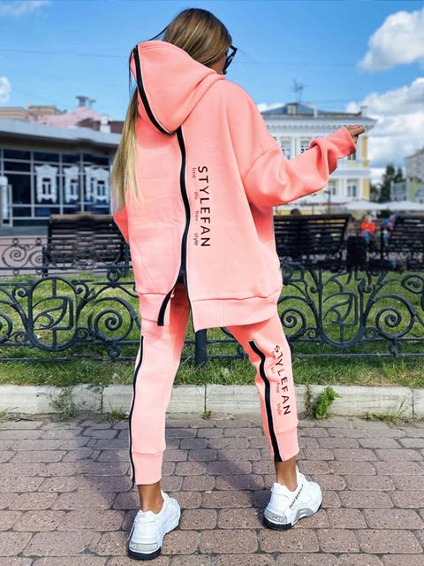 Women Letter Sweatshirts 2Piece Sets Tracksuit Oversized Suit 2022 Autumn Female Korea TrouserPullover Pants Suits Female - Seprincess