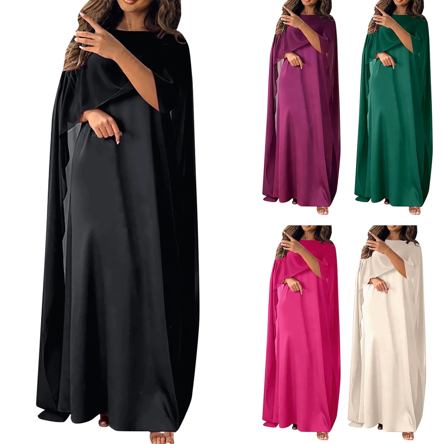 Ramadan Summer Batwing Sleeve Chiffon Butterfly Abaya Islam Muslim Maxi Dress Kebaya Women Kaftan Robe Musulmane Femme Vestidos - Seprincess