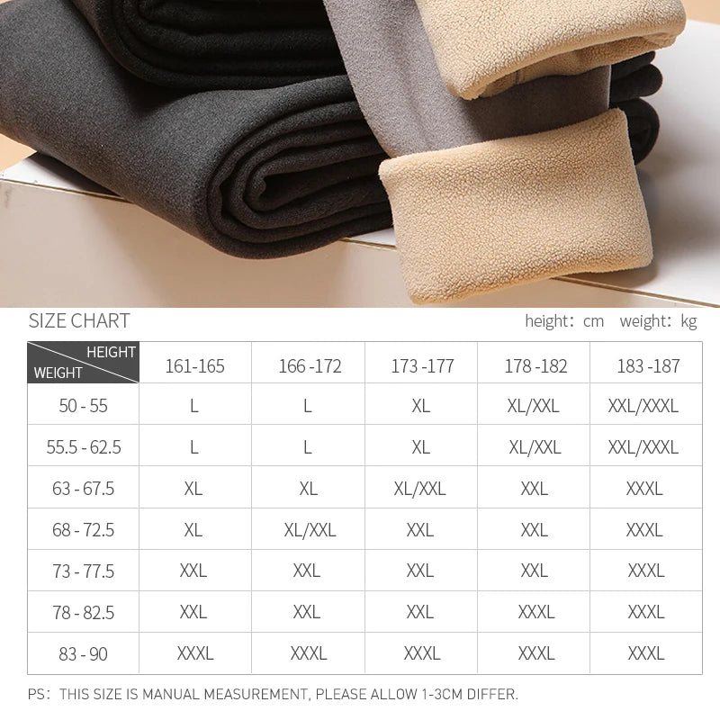 Winter Warm Mens Warm Leggings Tight Men's Long Johns Fleece Wool Warm Underwear Elastic Tights Male Thermal Warm Pants