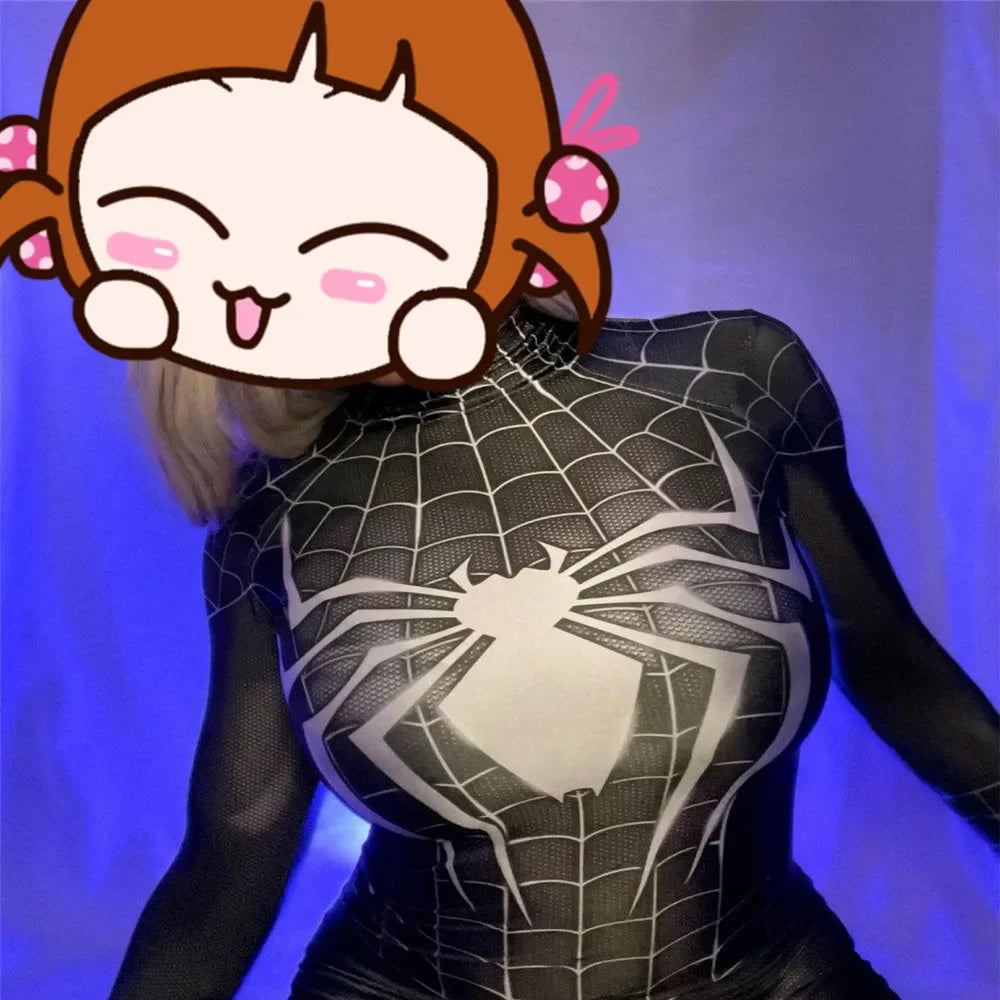 Woman Girls Black Raimi Spiderman Cosplay Costume Venom Symbiote Suit Zentai Bodysuit Adults Kids Halloween Party Jumpsuits - Seprincess