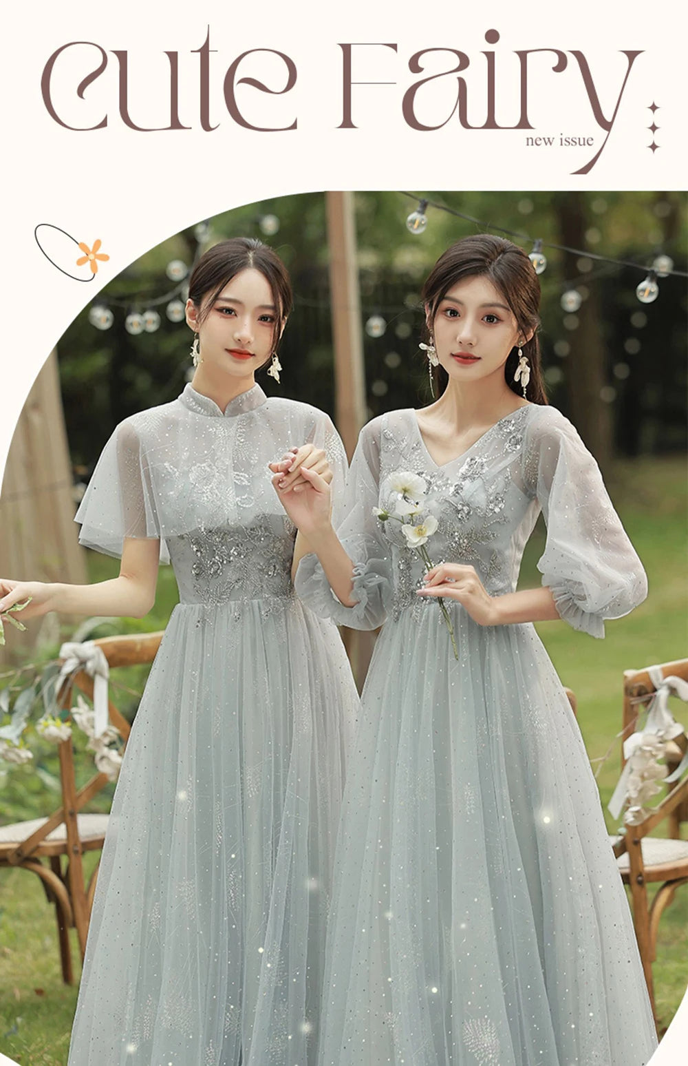 4 Styles Grey Bridesmaid Dress Women's Elegant V-neck Sequins Shawl Collar Slim A-line Gown Light Luxury Wedding Party Vestido - Seprincess