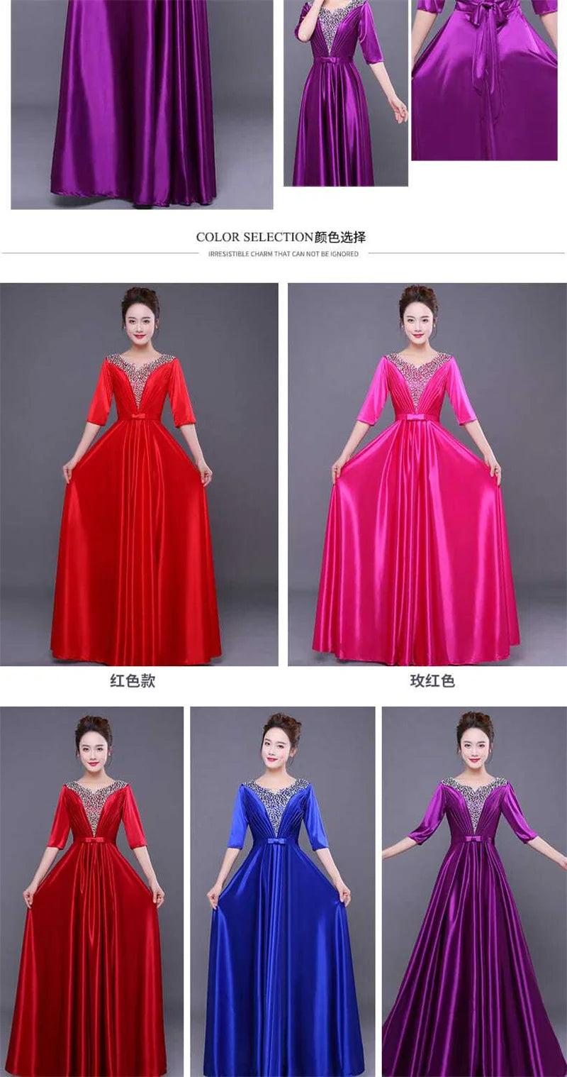 Elegant Elegant Choir Performance Dress Female Long High School Student Modern Fashion New Host Dress Female Evening Dress Femal - Seprincess