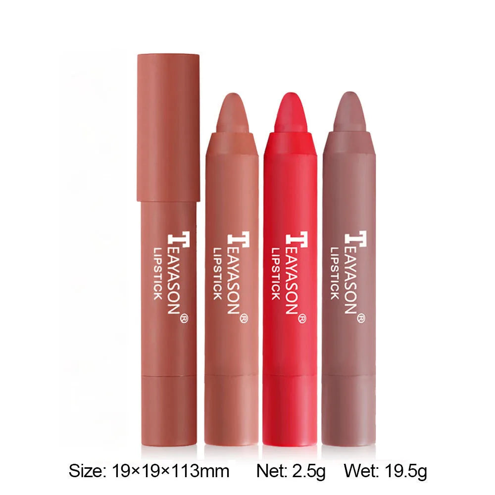 12 Colors Velvet Matte Lipstick Pen Cosmetics Waterproof Lasting Nude Crayon Lipsticks Non Sticky Brown Lip Liner Pencil Makeup - Seprincess