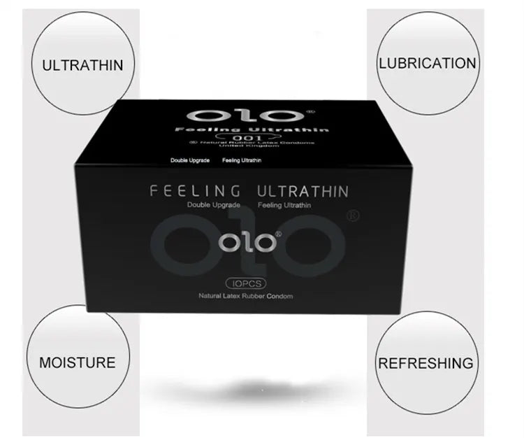 OLO Ultra Thin Condom 0.01 Feeling Penis Sleeve Hyaluronic Acids Rubber Latex Ejaculation Delay Condoms Intimate Sex Toy Product - Seprincess