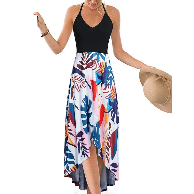 Casual Printed Summer Long Dresses For Women 2023 Elegant Pretty Slim Women's Sexy Backless Dresses Vintage Female Clothing - Seprincess