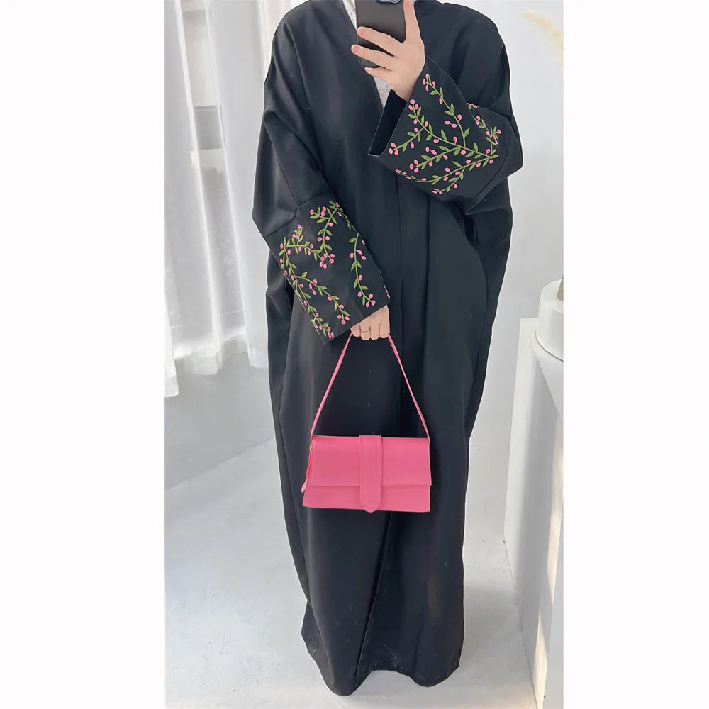 Embroidery Butterfly Open Abaya Ramadan Dubai Saudi Luxury Abayas Islamic Woman Clothing Dress Kimono for Muslim Women Dresses - Seprincess