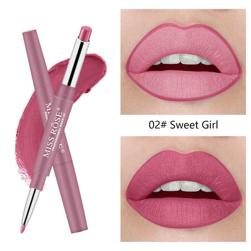 Miss Rose Double-end Lipstick Lipgloss Pencil Makeup Long Lasting Tint Sexy Red Lip Stick Beauty Matte Lip Gloss Pen Cosmetic - Seprincess