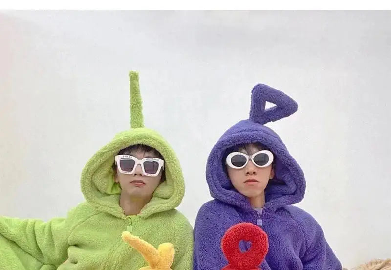 Teletubbies Cartoon Adultcos Cosplay Coral Fleece Hooded Jumpsuit Costume Adult Onesie Pajamas Unisex Clothes Cosplay Homewear ? - Seprincess